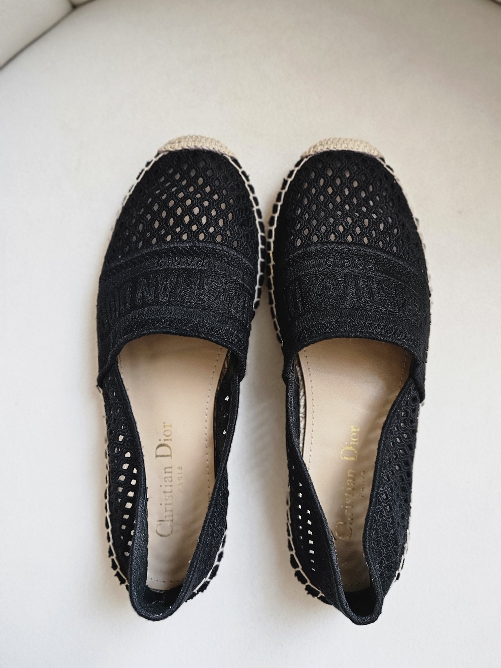 Dior Vintage Black Crochet Espadrille Flats